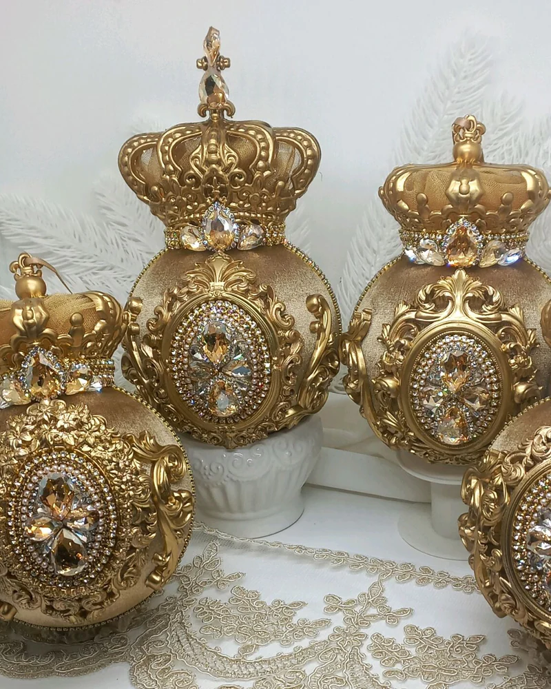 Елочные шары Королевские золотой ёлочные игрушки