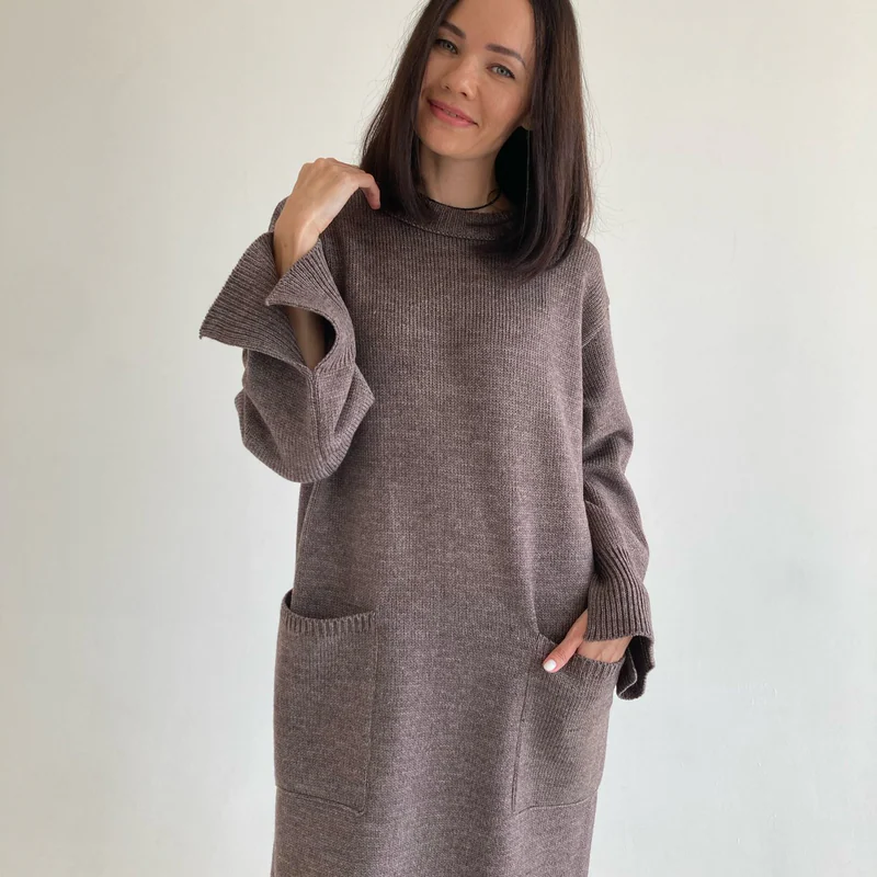 Вязаное платье Кофейное