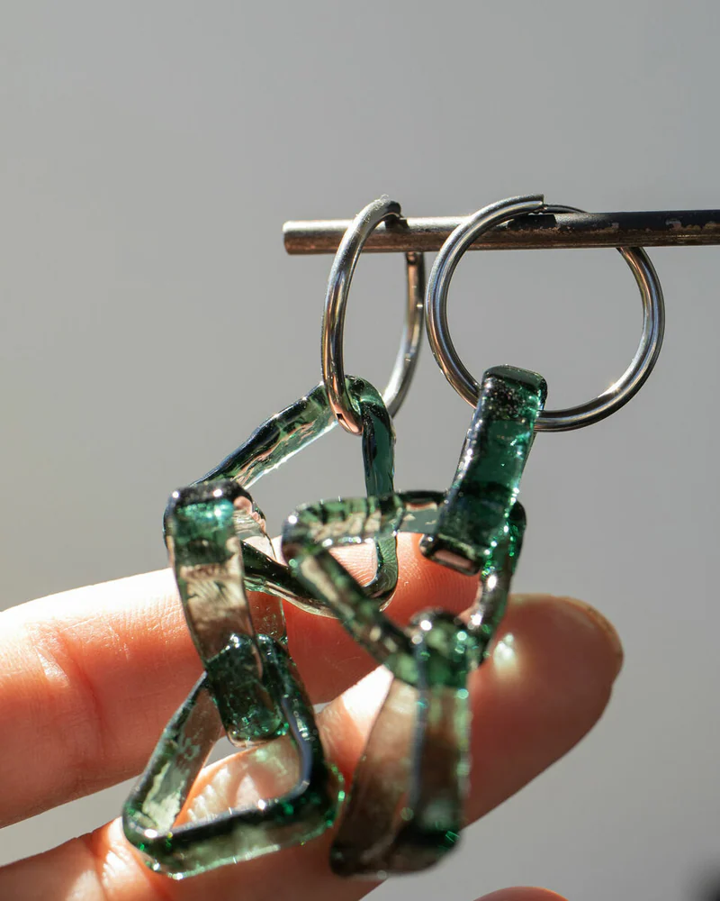 Серьги из стекла Бирюзовые сталактиты