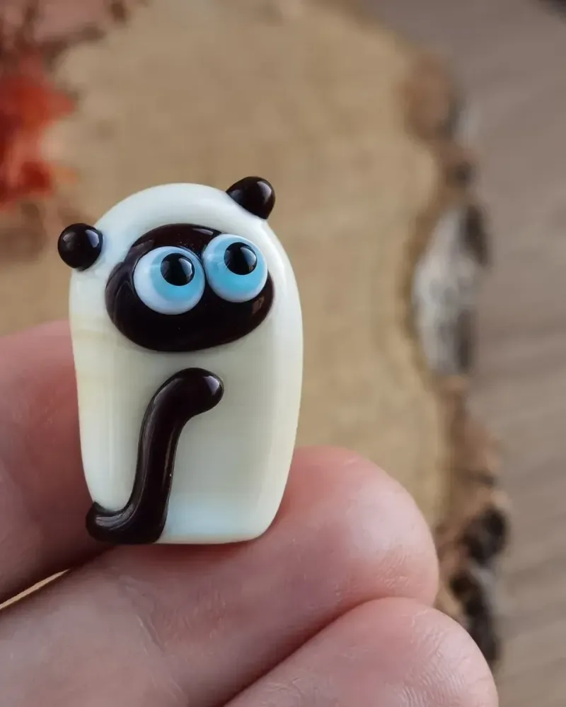 Стеклянная фигурка «Кот сиамский» — Высота 15 мм