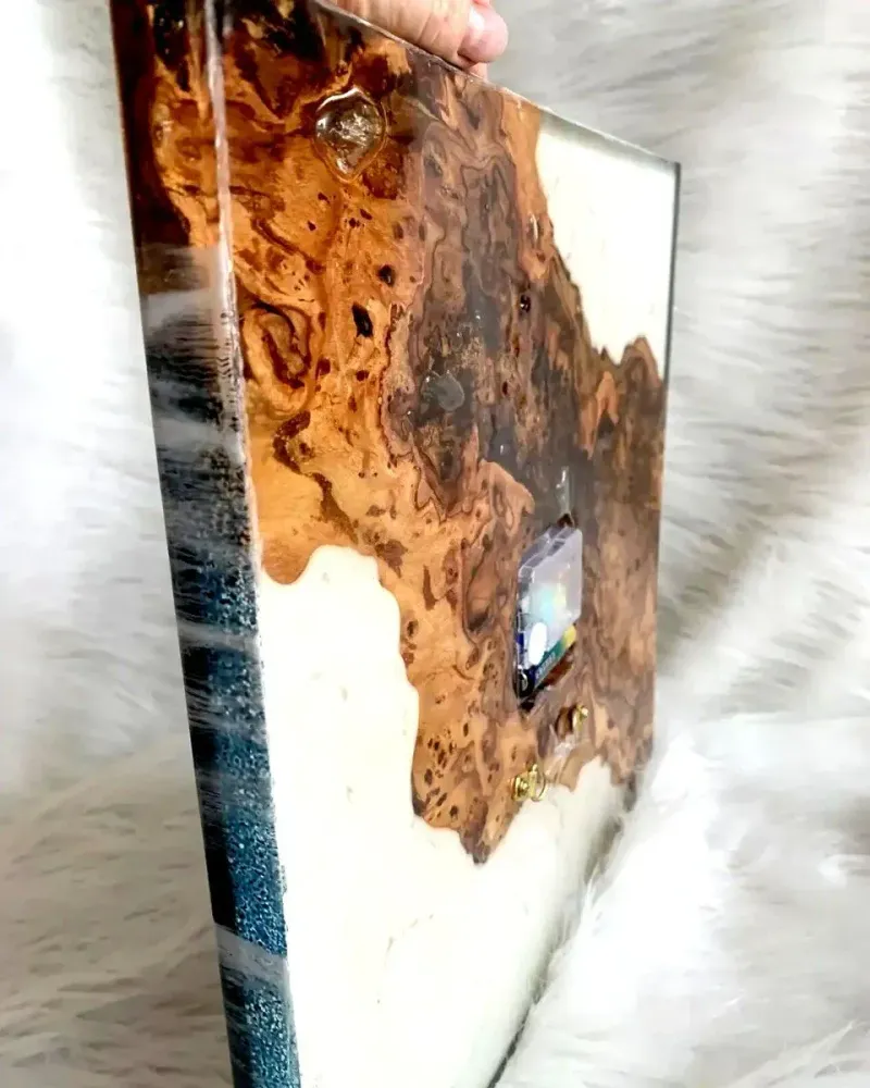 Настенные квадратные часы Прибой с карагачом коричнево-серебристые, 35*35*2,5см