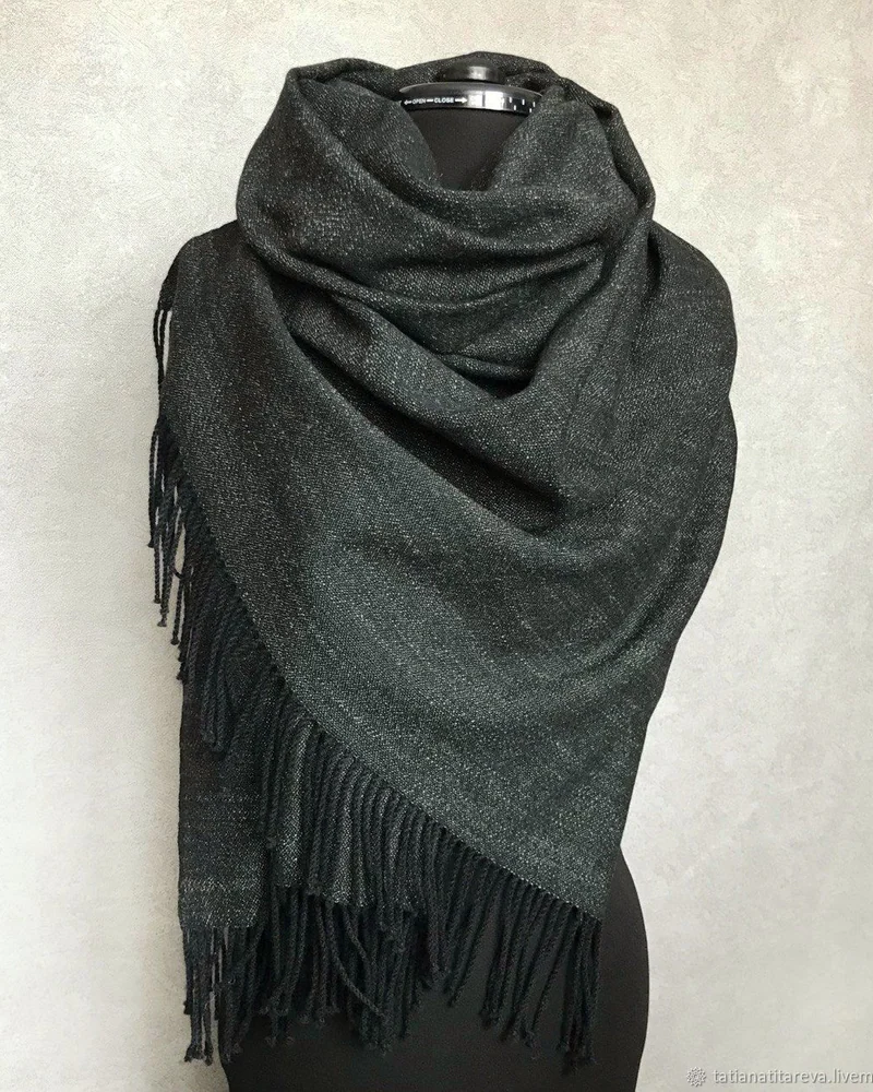 Палантин тканый «Мулине», графитовый