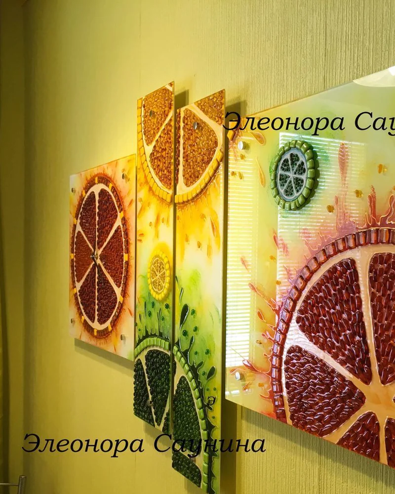 Панно модульное с часами Бешеный апельсин