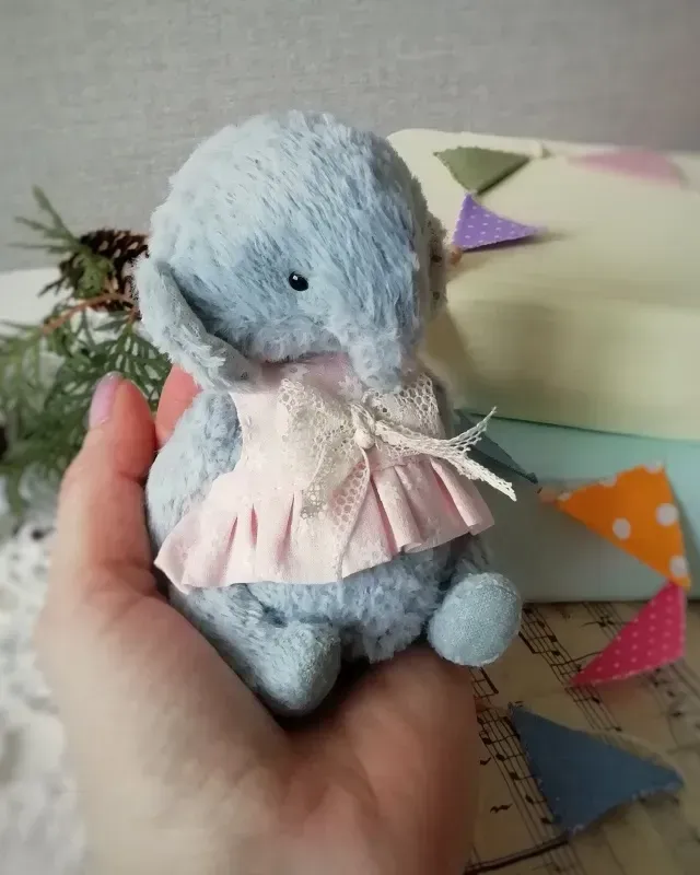 Слонёнок Тедди Марго, голубой, 13 см