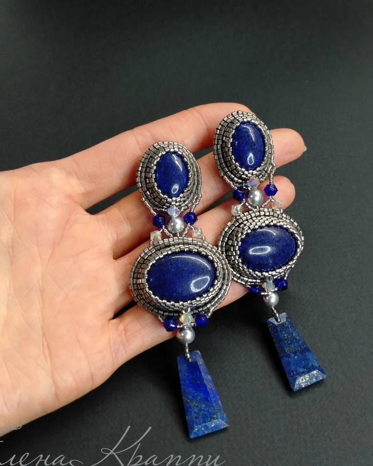 крупные серьги из лазурита