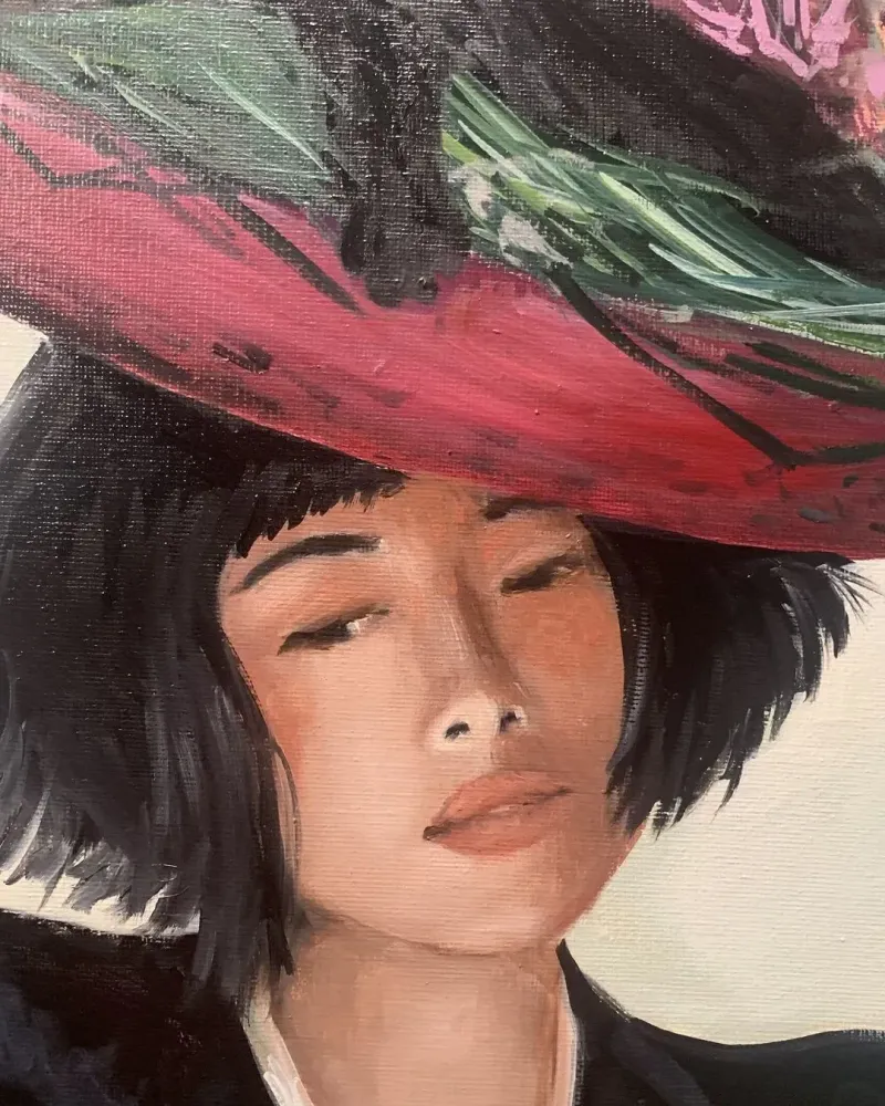 Девушка с цветами и котятами. Картина маслом 80×100 см — 80×100 см