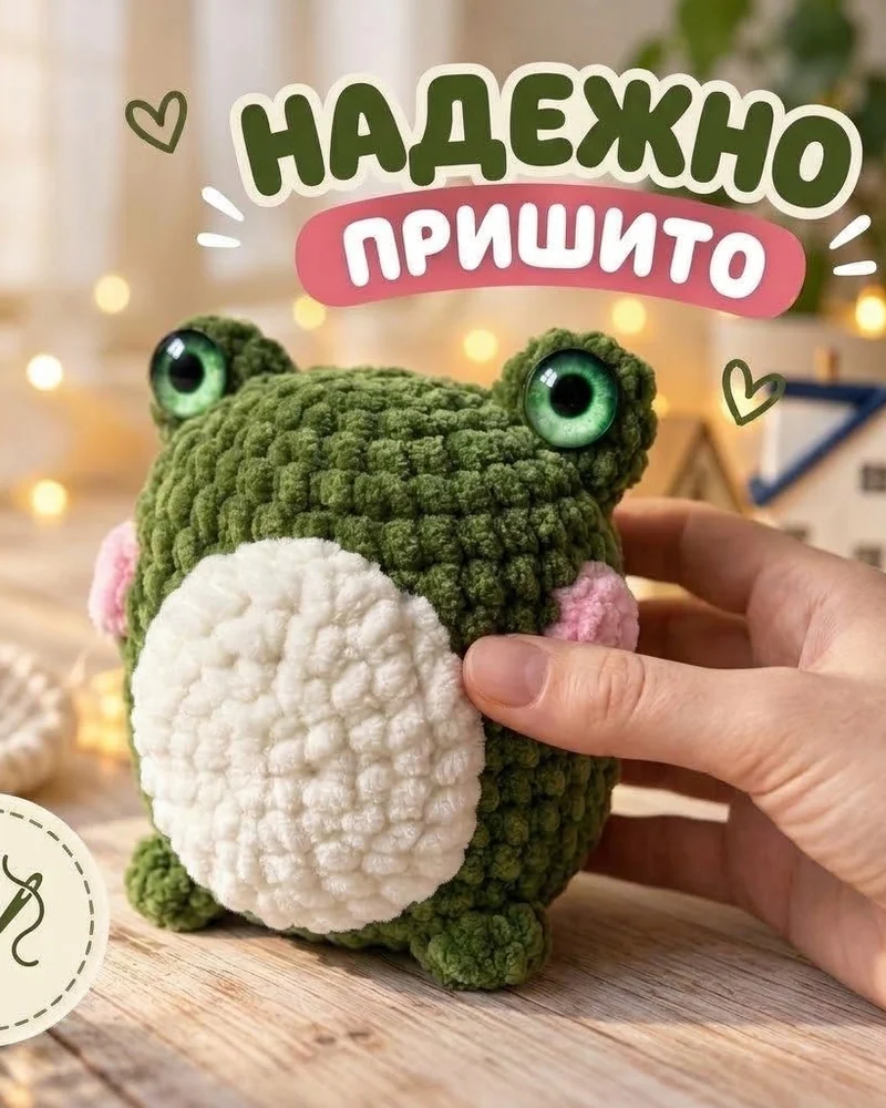 Плюшевая лягушка — зеленый,10 см