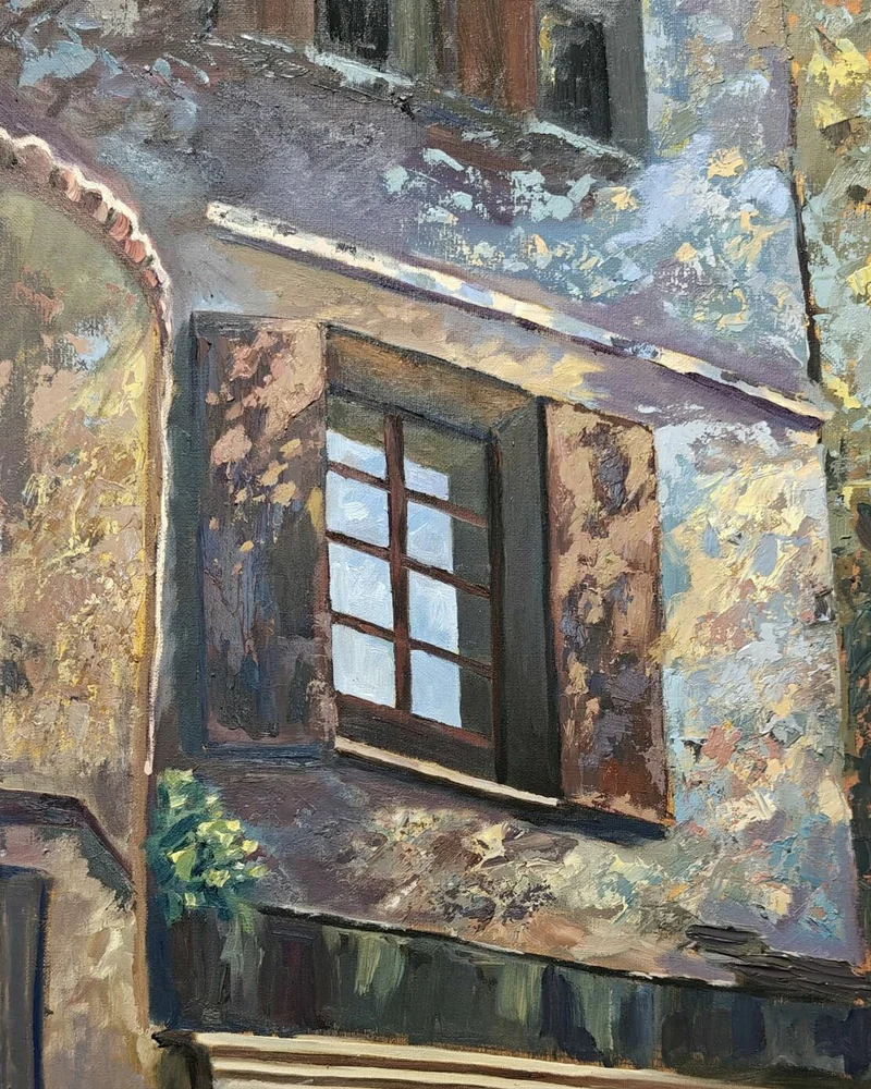 Картина 40х50 городской пейзаж "Солнечный блюз"