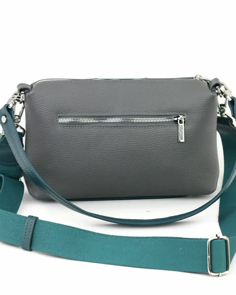 Сумочка с уплотнённым дном 24×15 см — Серо-бирюзовая, киты