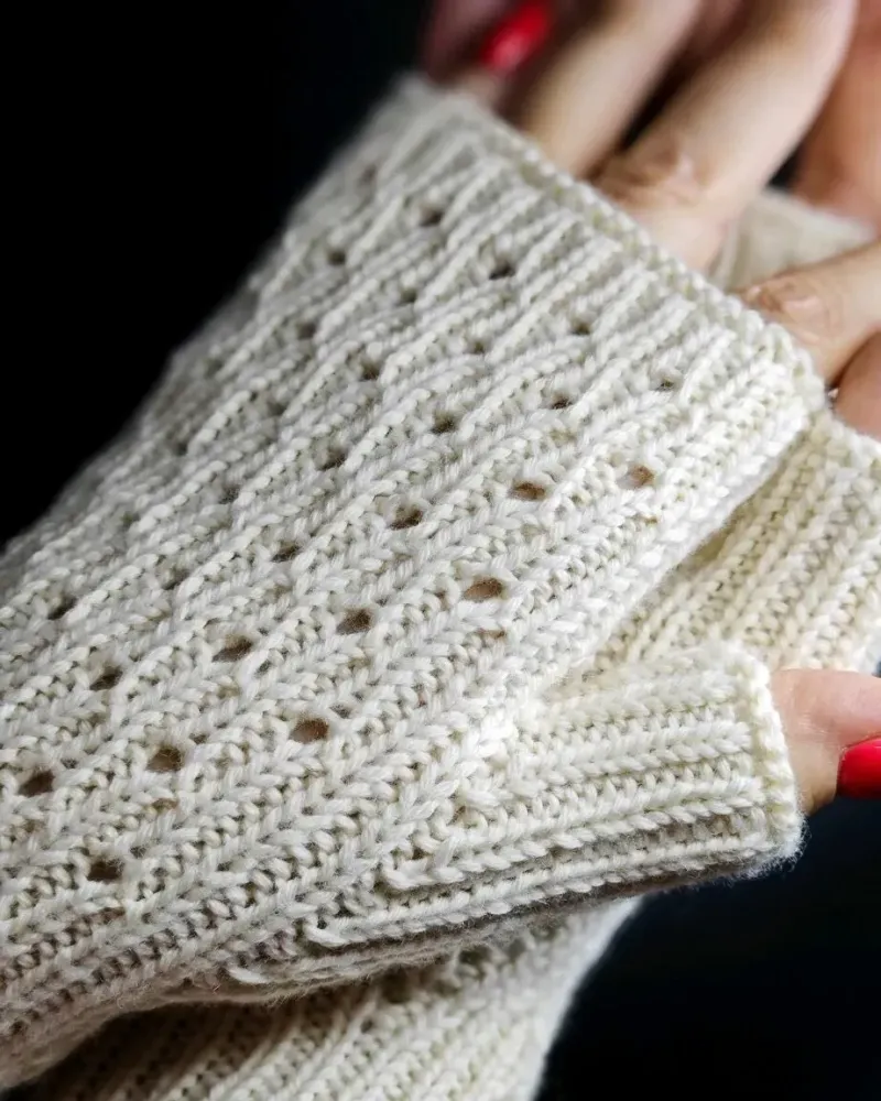 Ажурные митенки из мериноса — Белые 2 — Белые 2