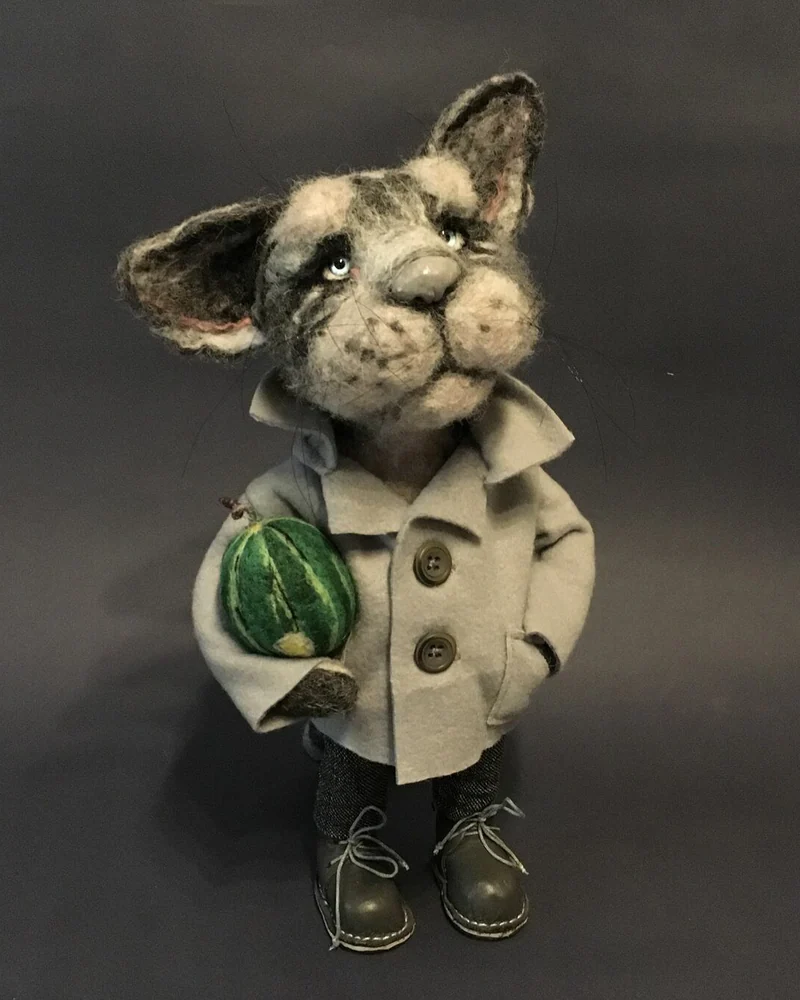 Кот Аркадий. Войлочная игрушка. Игрушка из шерсти