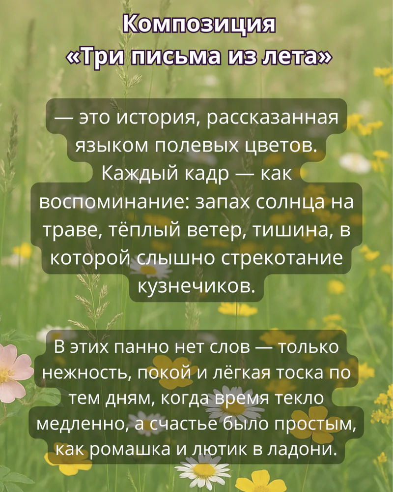 Триптих "Три письма из лета" — Основное исполнение
