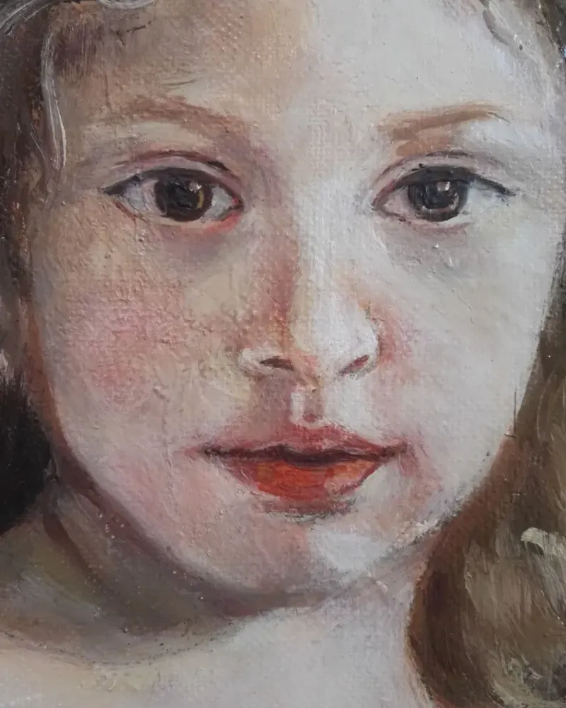 Девочка с книгой. Картина маслом 30×35 см — 30×35 см