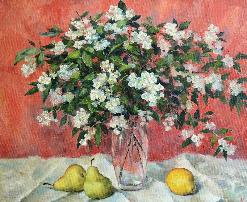 Жасмин и груши. Холст, масло