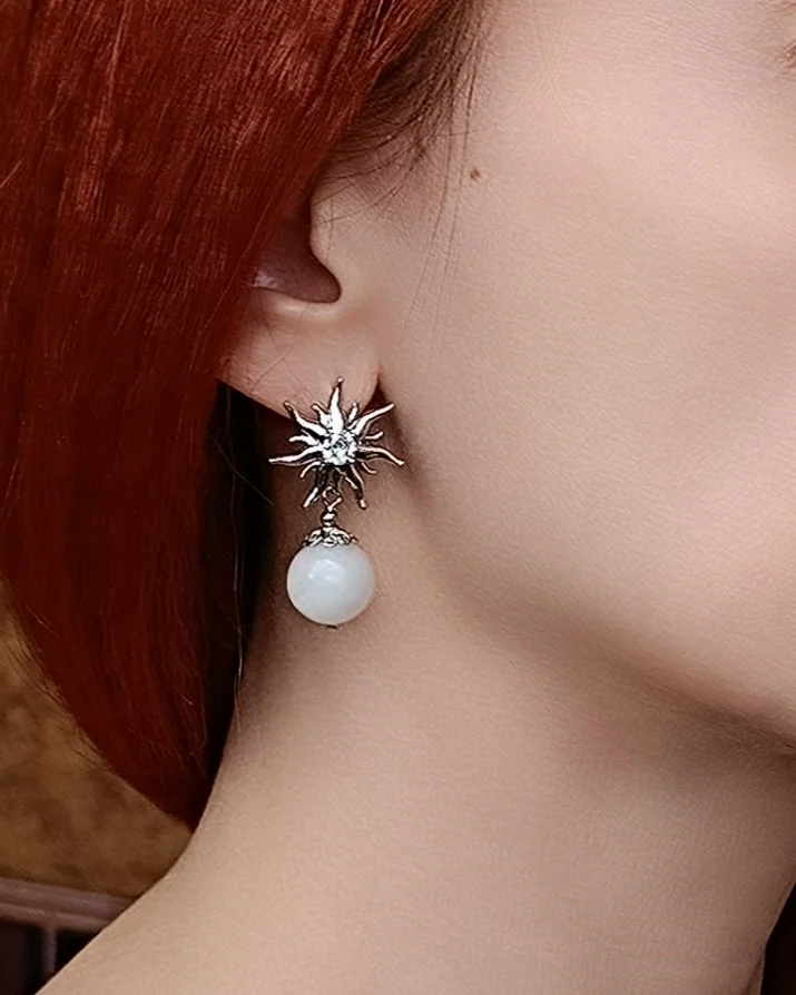 Серьги белый нефрит