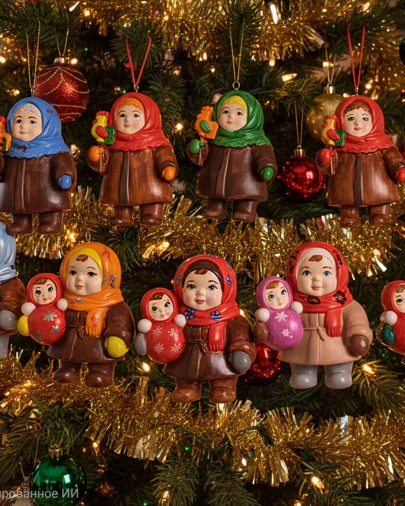 елочная игрушка дети СССР — девочка с петушком