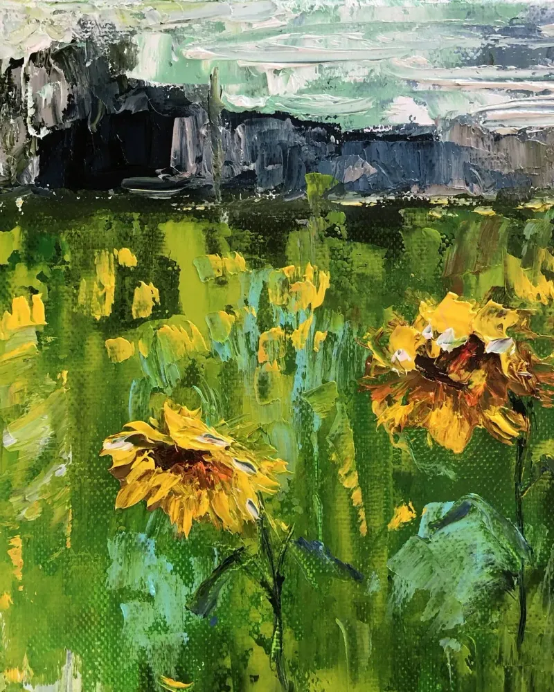 Подсолнухи. Картина маслом 20×20 см — 20×20 см