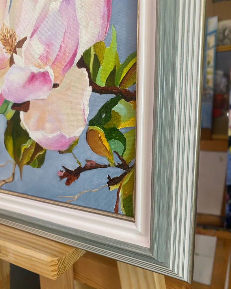 Картина маслом цветы «Магнолия» 31×31 см — Оригинал