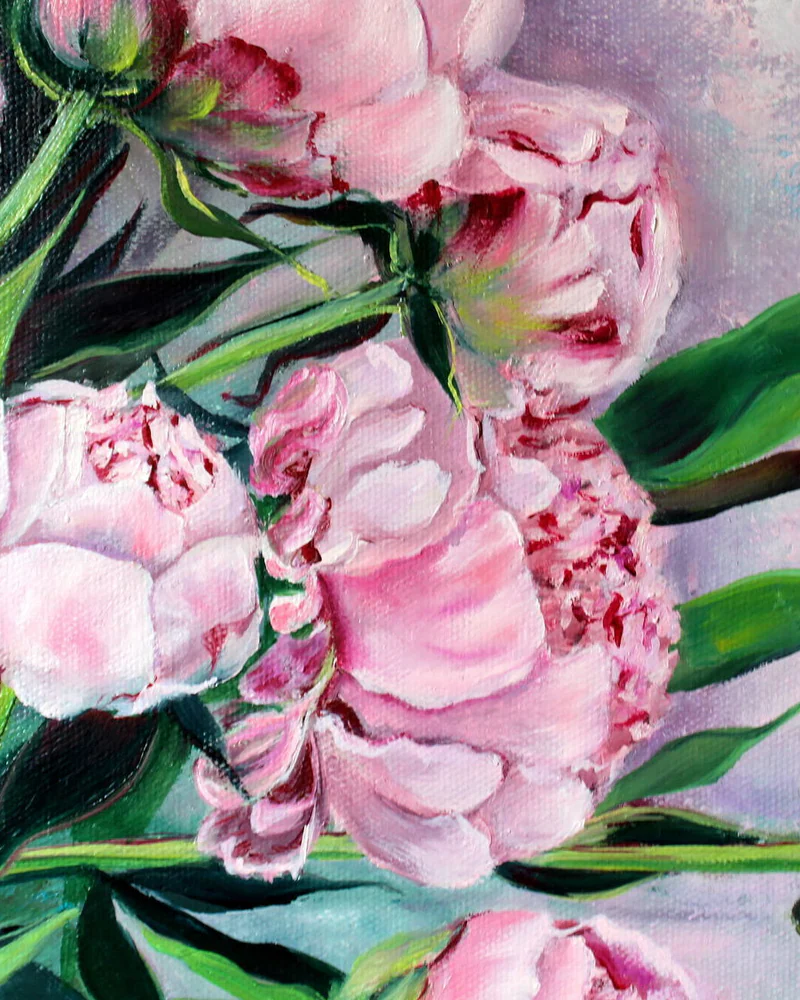 Картина с пионами маслом, Peonies