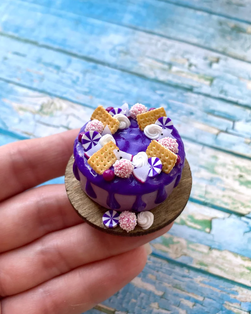 Кукольная Миниатюра Торт «Фиолетовая фантазия 💜»