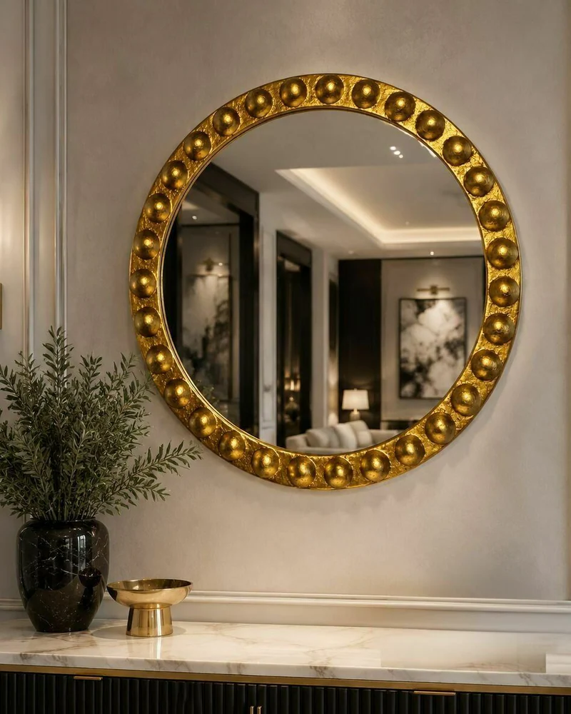 Круглое зеркало Aztec gold D 73 см, золотой — Золотой