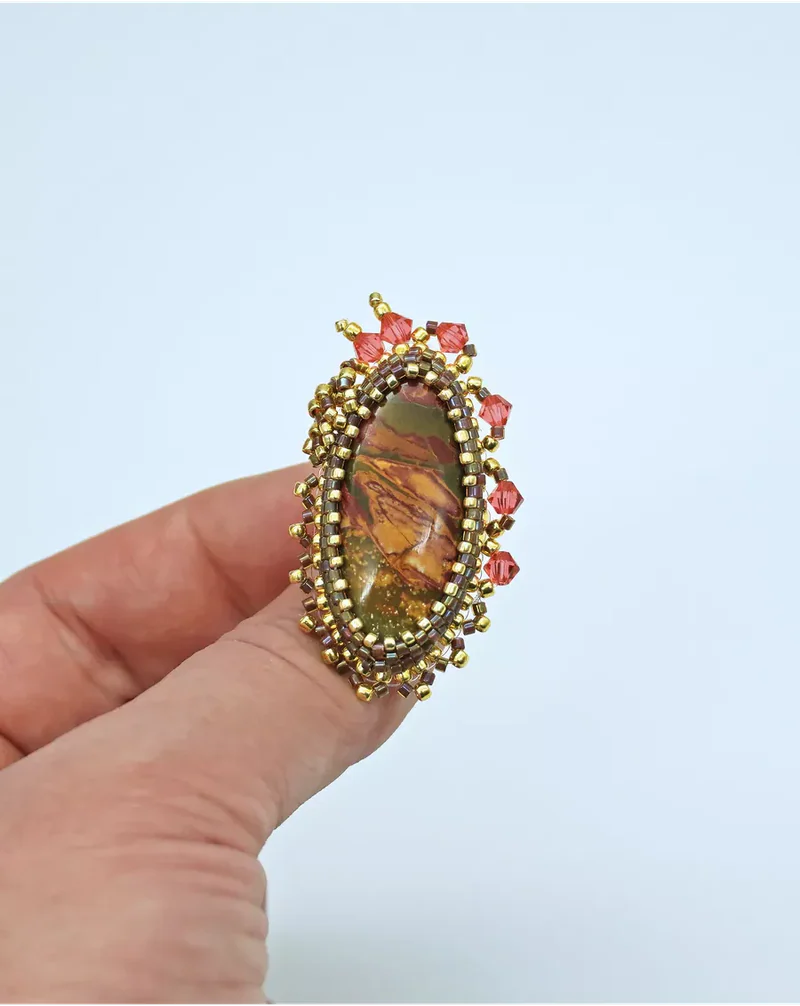 Кольцо с яшмой и Swarovski
