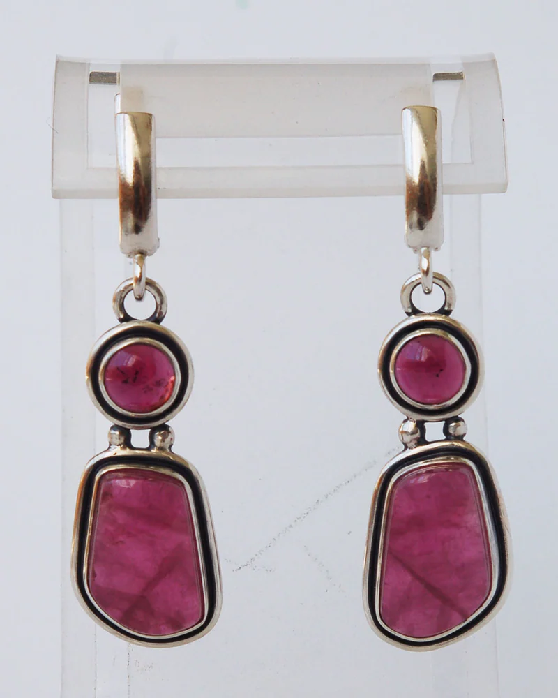 Серьги Турмалин, гранат "Сочные"