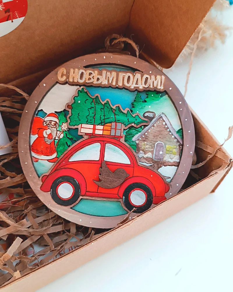 Елочная игрушка из дерева "Новый год"
