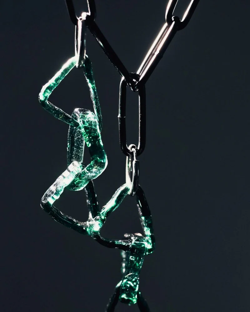 Серьги из стекла Бирюзовые сталактиты