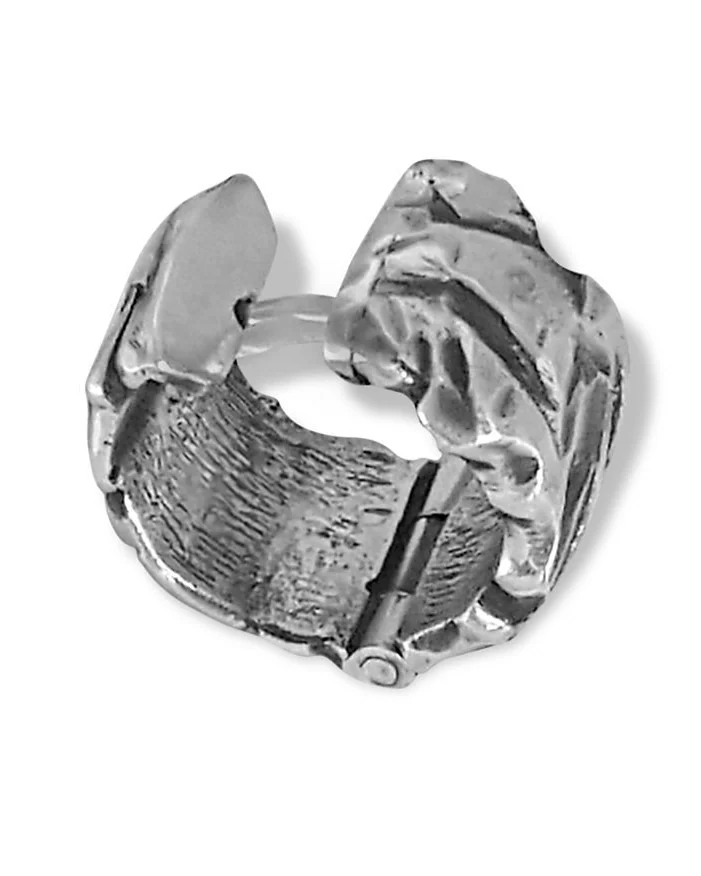 Серебряная серьга "Hard" мужская, частично чернёная, широкая