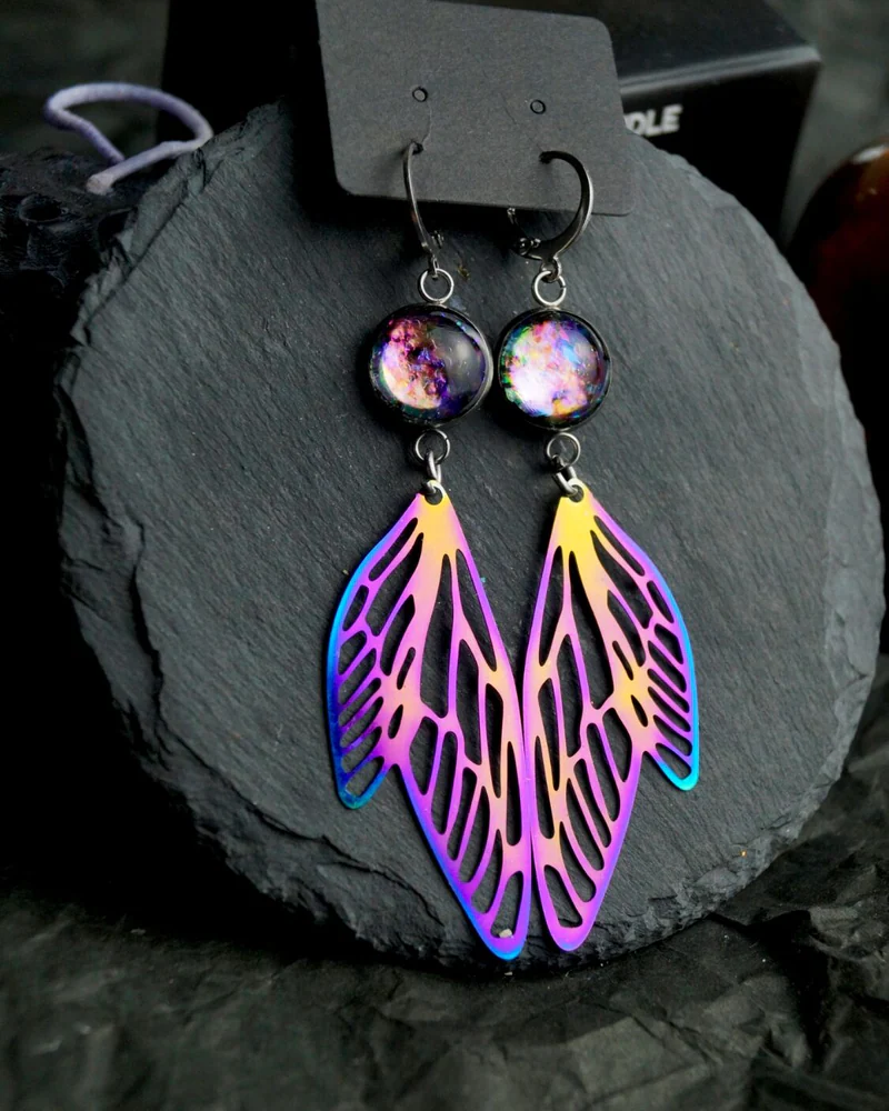 Серьги космические бабочки