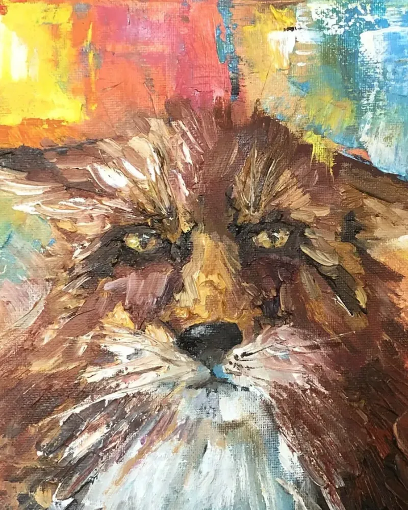 Лис. Картина маслом 20×20 см — 20×20 см