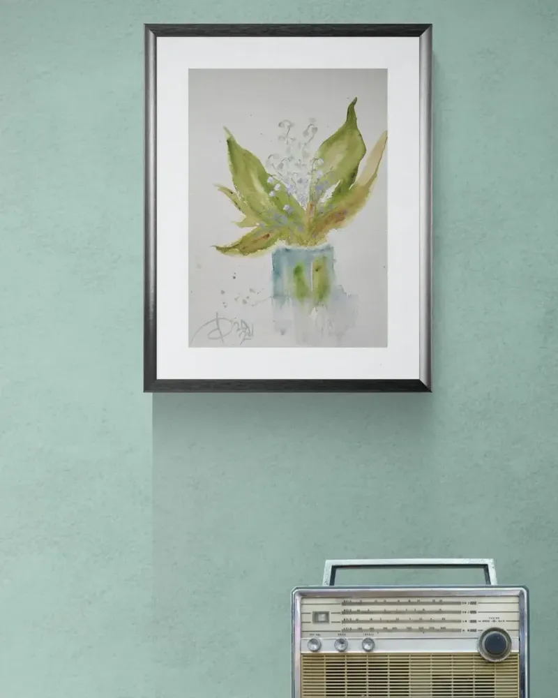 Ландыши. Картина акварелью — 21×30 см