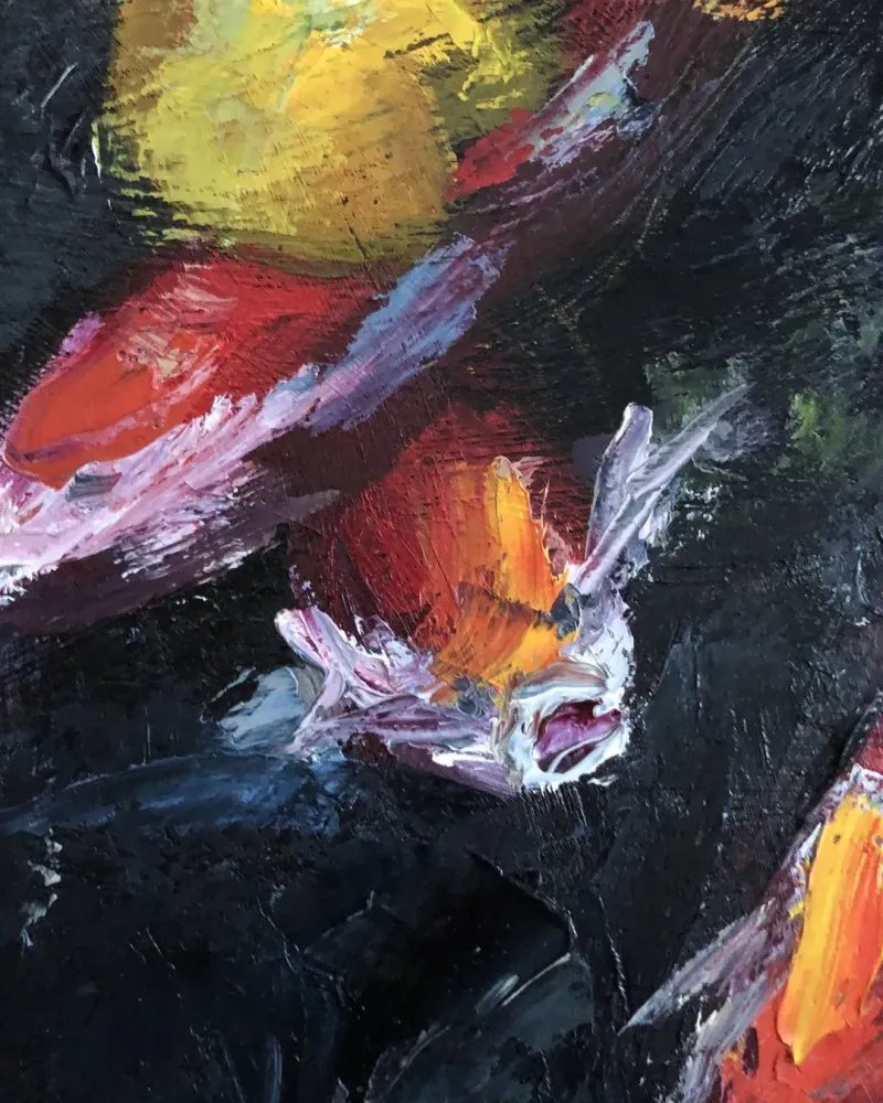Карпы кои. Картина маслом 60×60 см — 60×60 см