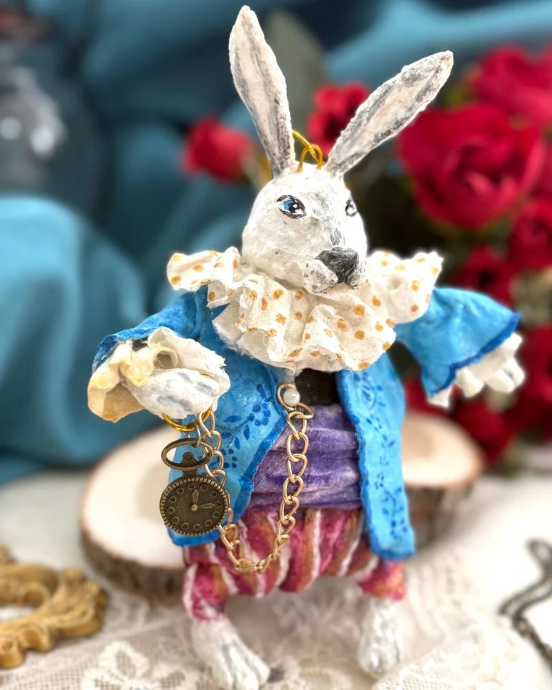 Ёлочные игрушки. Ватная игрушка Белый Кролик из Алисы в Стране Чудес