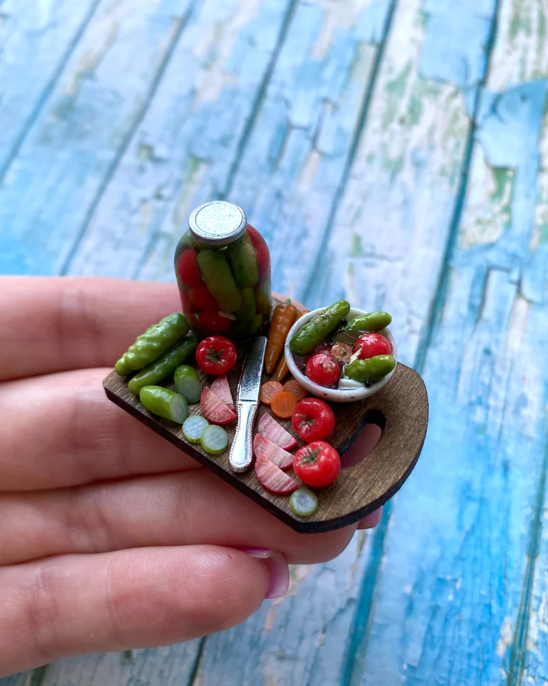Кукольная Миниатюра «Домашние заготовки 🍅🥒»
