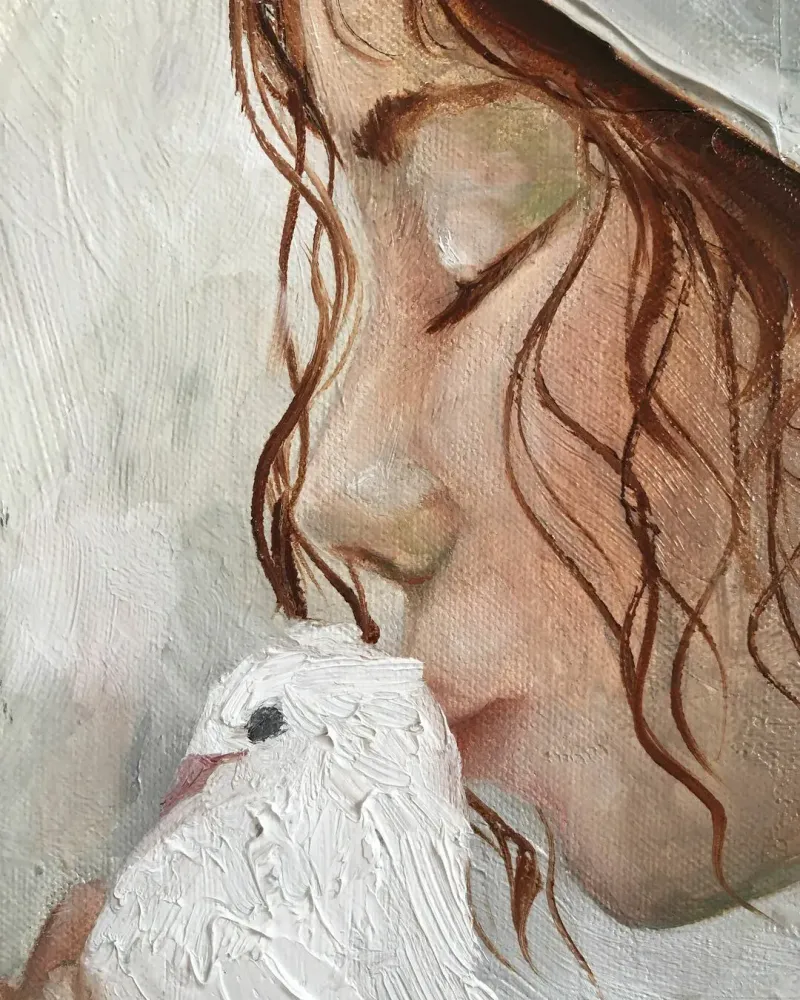 Голубка. Картина маслом 60×60 см — 60×60 см