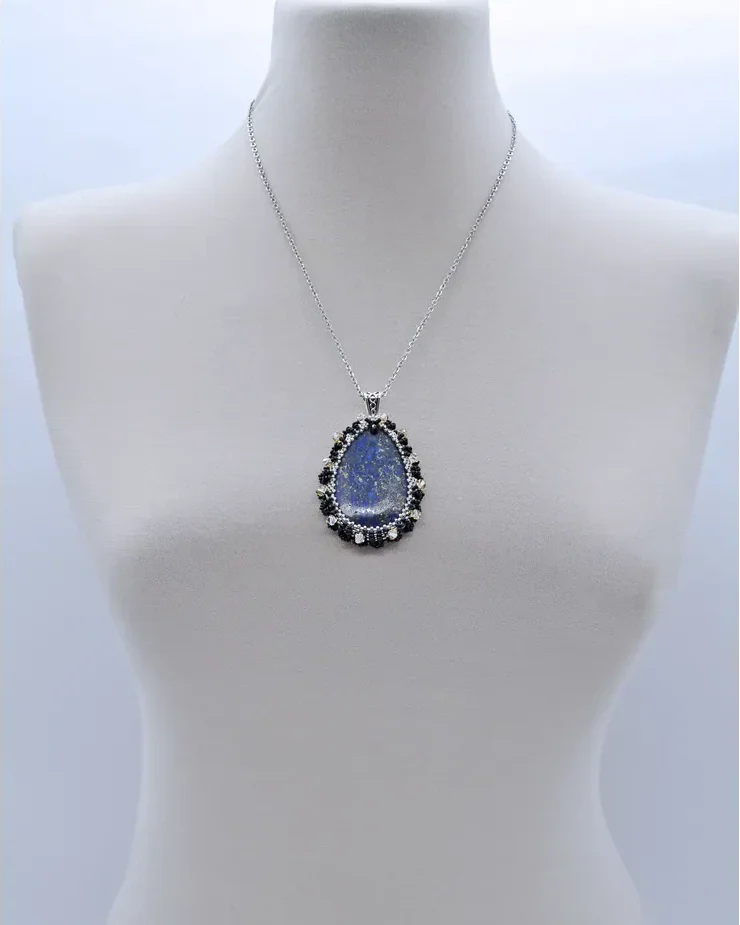 Кулон с афганским лазуритом и Swarovski