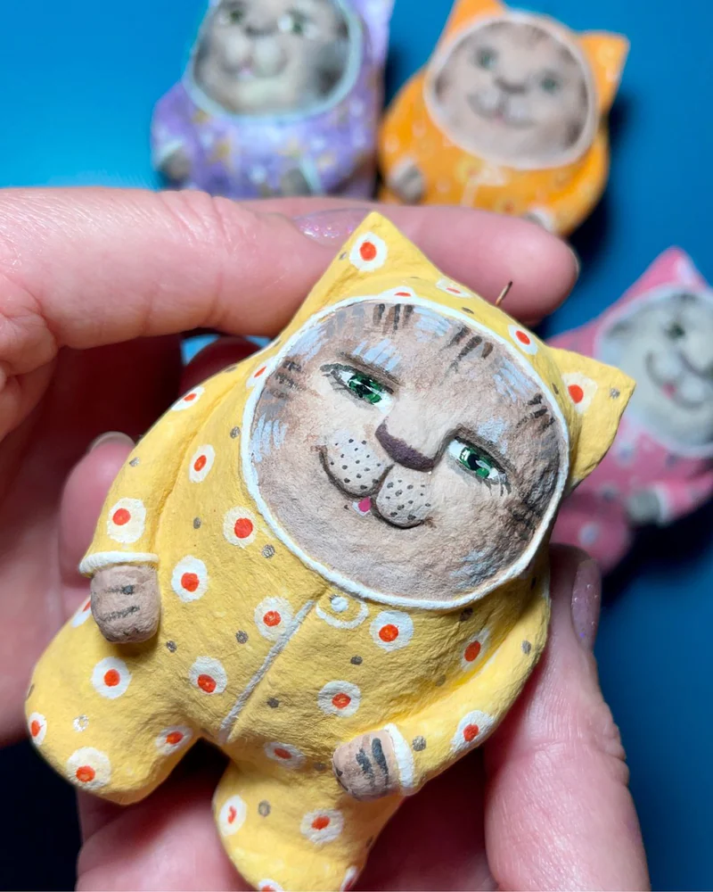 Елочные игрушки Котик ватная игрушка на елку