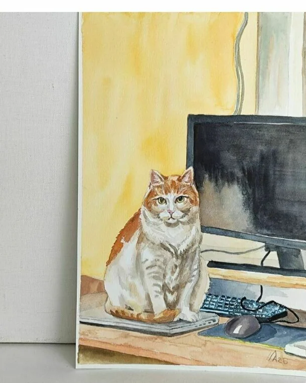Картина с котиком 21 на 29.7 см