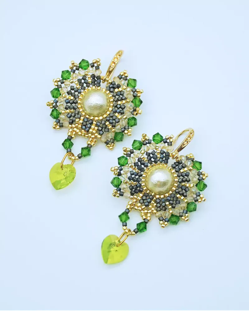 Серьги с хлопковым жемчугом и Swarovski