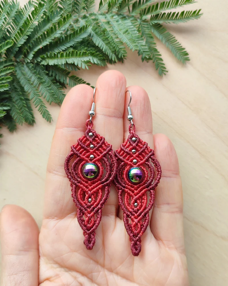 Серьги Жива красные с бордовым