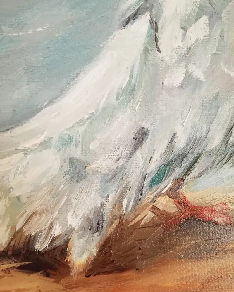 Воркующие голубки. Картина маслом 35×35 см — 35×35 см