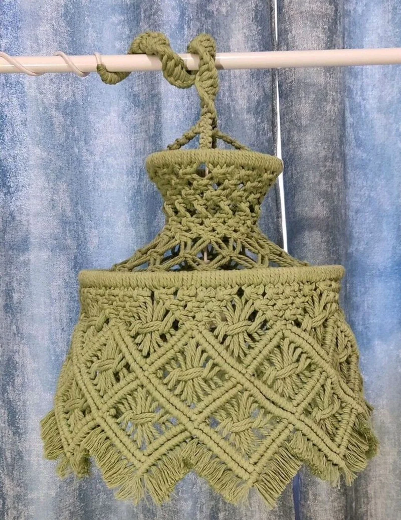 Абажур светильник макраме, мята