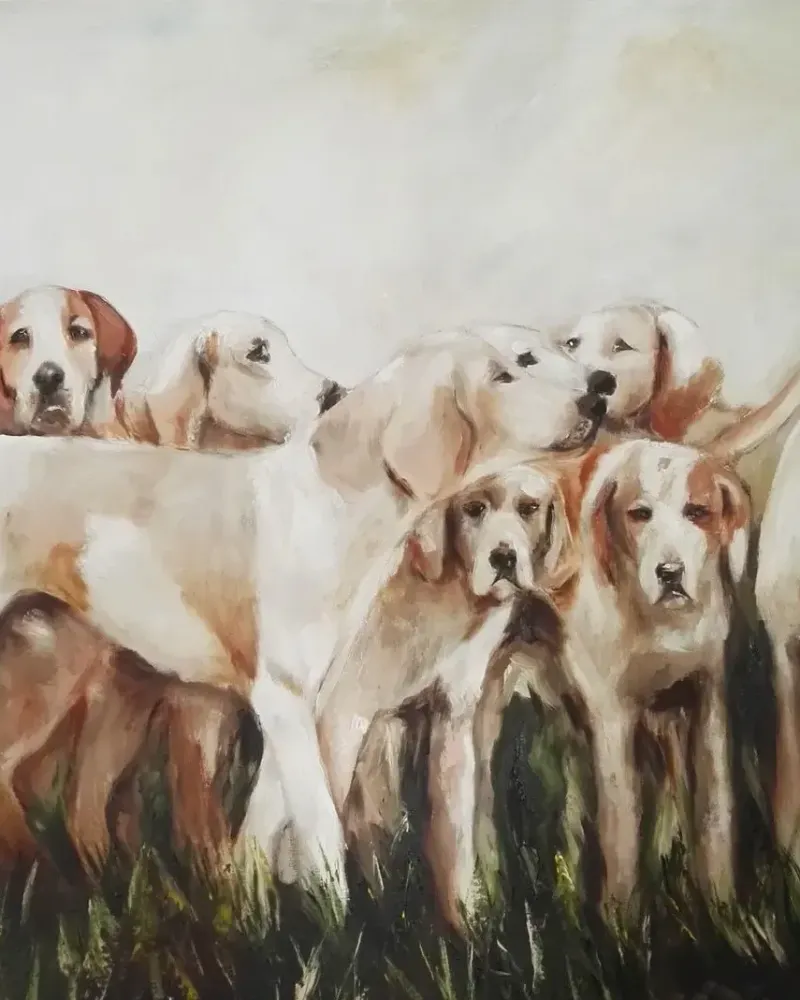 Охота с собаками. Картина маслом 60×80 см — 60×80 см