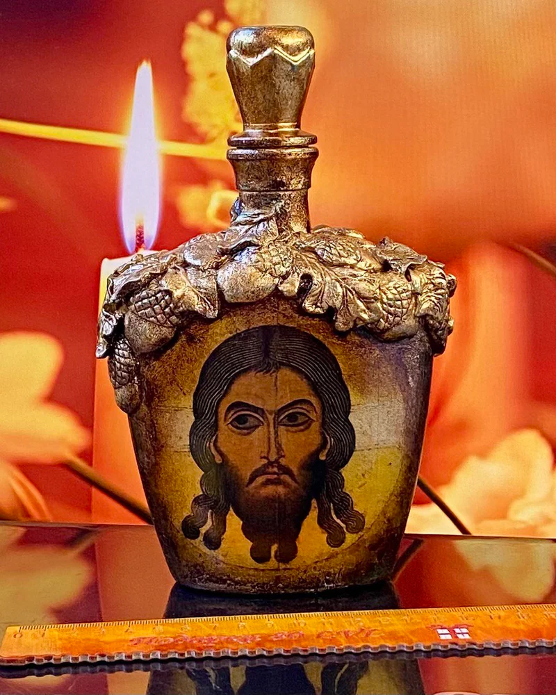 Бутыль/сосуд для святой воды с иконой "Спас Нерукотворный"