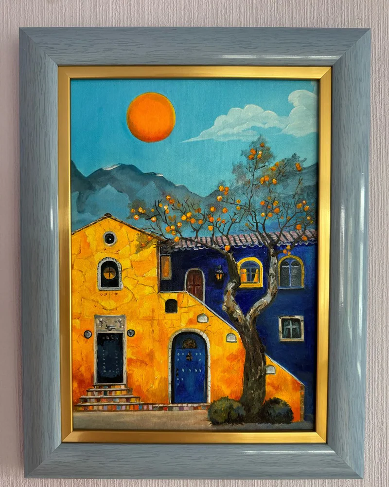 Картина маслом пейзаж Южный дворик 34×44 см — Оригинал
