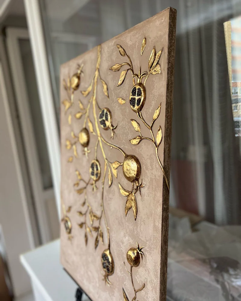 Картина «Гранаты», 70×50 см, бежевая