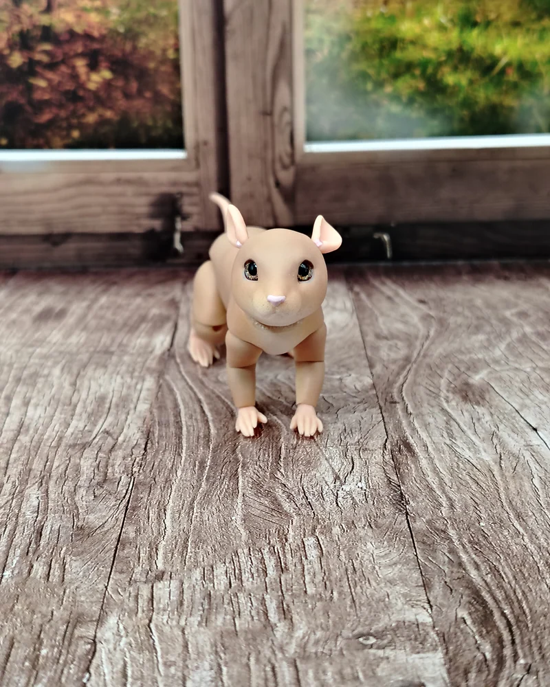Мышка, шарнирная кукла — Бежевая, 3,5 см