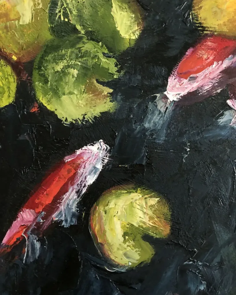 Карпы кои. Картина маслом 60×60 см — 60×60 см